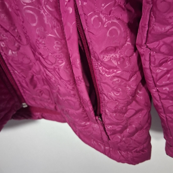 White Sierra Lined Floral Fuschia/Pink Barbiecore Women's Puffer Jacket M - Picture 8 of 12